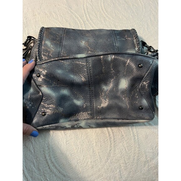 Aimee Kestenberg Braided Strap Gray Silver Metallic Teal Shoulder Bag - Picture 6 of 9